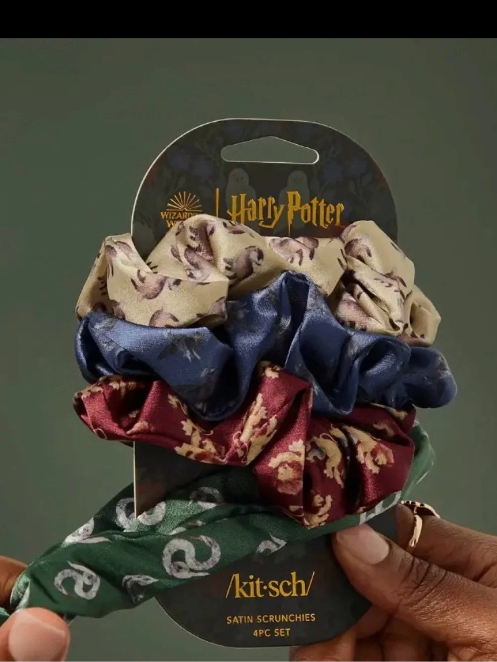 Kitsch Harry Potter Satin Scrunchies 4-Pack in Gold, Blue, Red, Green